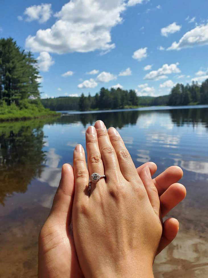Sevan designing a custom engagement ring in his workshop