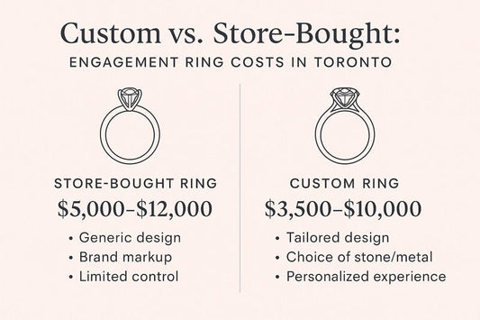 Custom vs. store-bought engagement ring costs in Toronto comparison chart