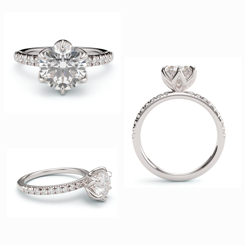 Showcase of various custom engagement rings designed by Sevan